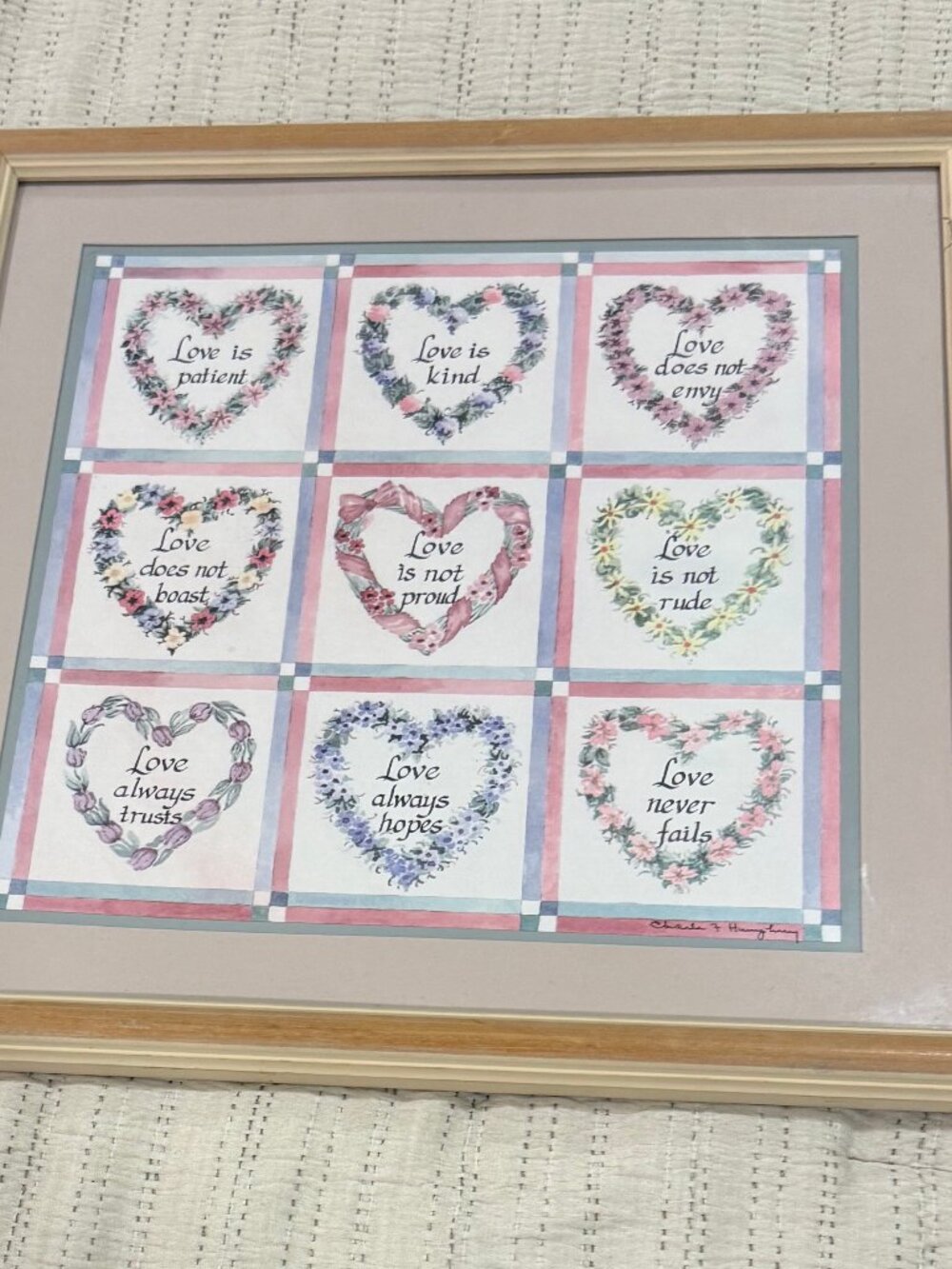 Love Is Art Print Charles F. Humphrey 1980s Framed, Matted, Signed Artwork
